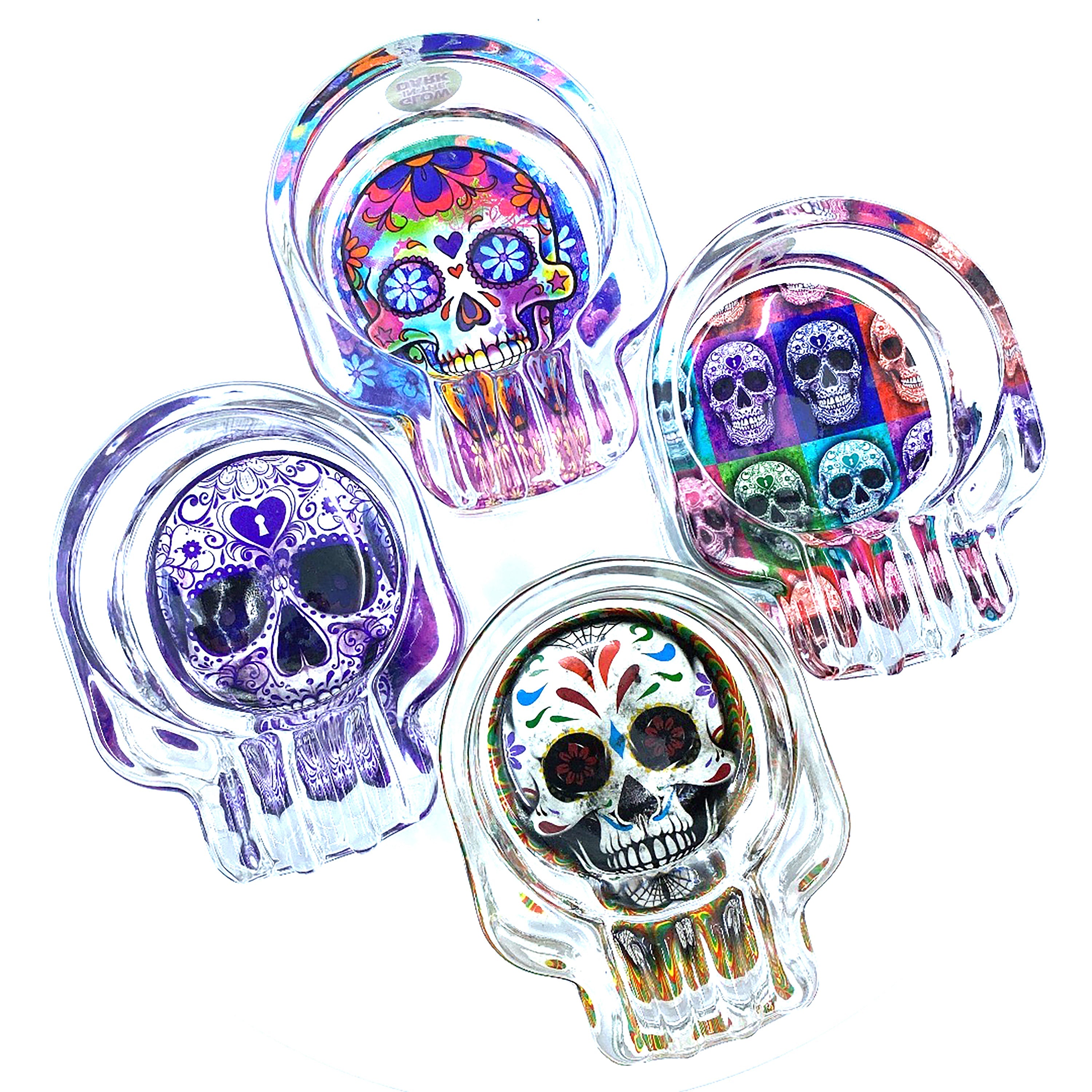 4 Piece Skull Glass Ashtrays