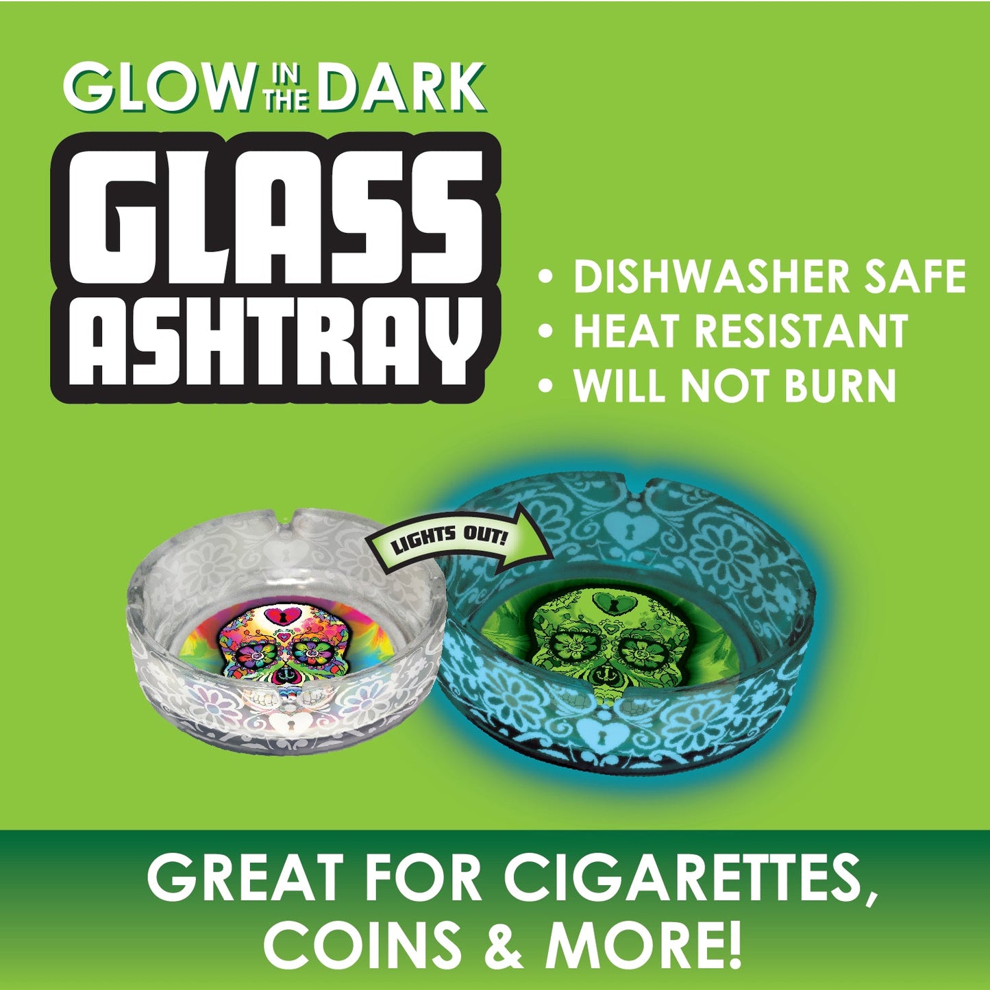 ITEM NUMBER 041494 GID GLASS ASHTRAY 5 PIECES PER DISPLAY