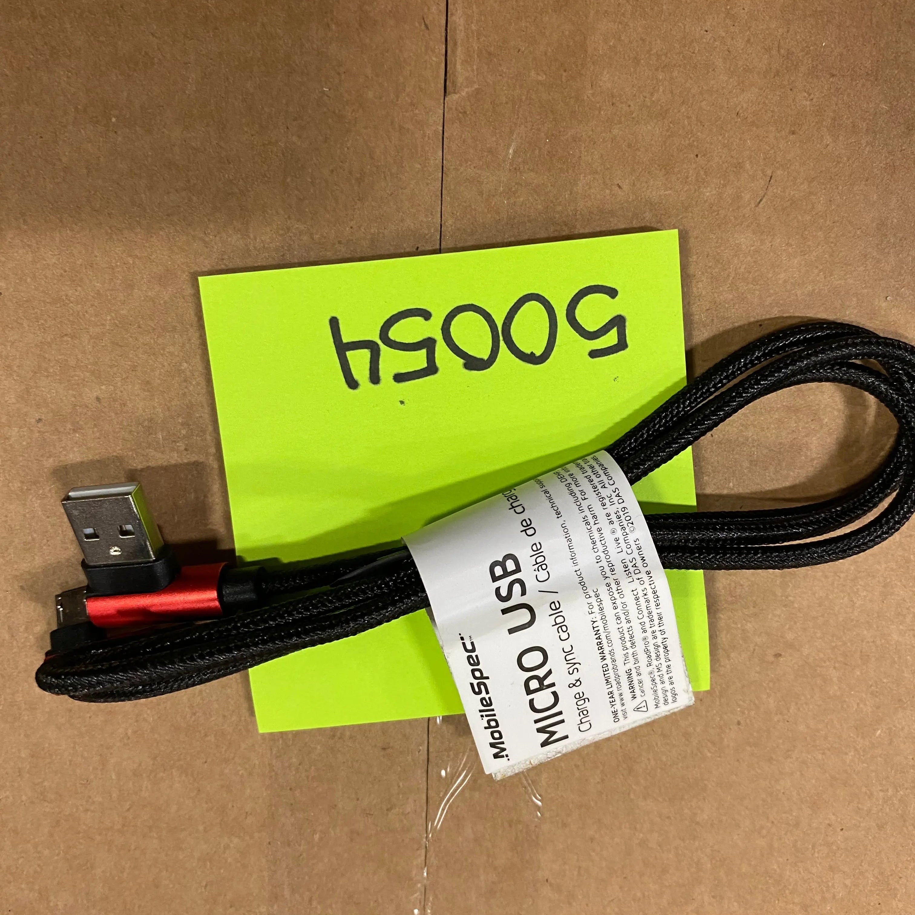ITEM NUMBER 050054L MICRO CABLE RIGHT ANGLE - STORE SURPLUS NO DISPLAY 10 PIECES PER PACK STORE SURPLUS