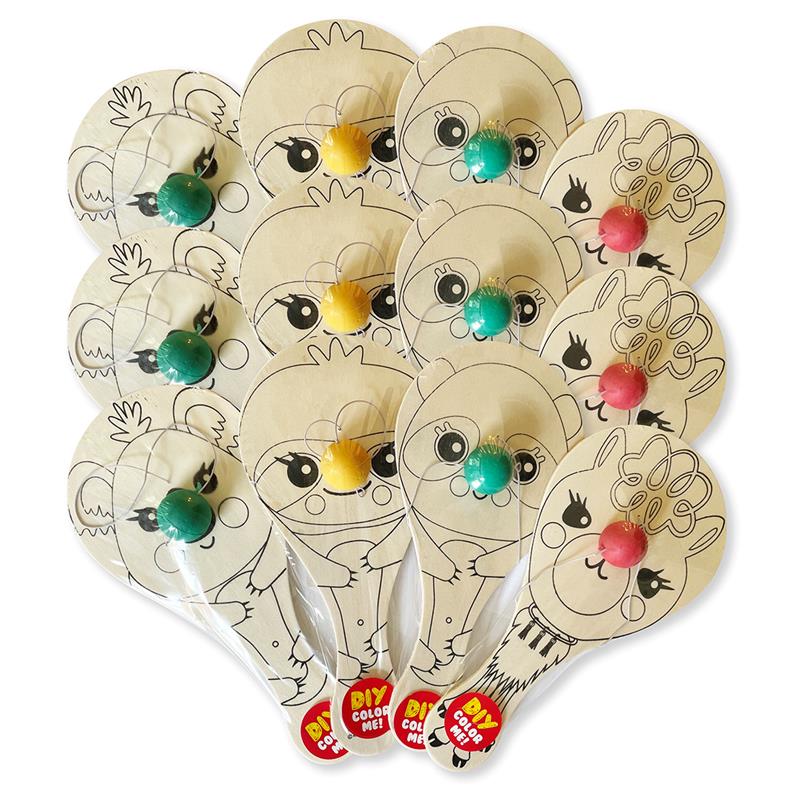 ITEM NUMBER KP4229 DIY Funny Face Wooden Paddle Balls BG = 12 PCS