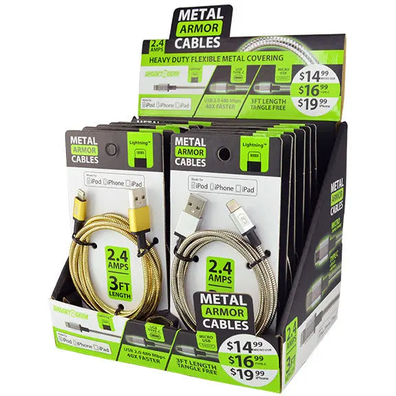 ITEM NUMBER 088115 METAL ARMOR CABLE KIT 12 PIECES PER DISPLAY WHOLESALE