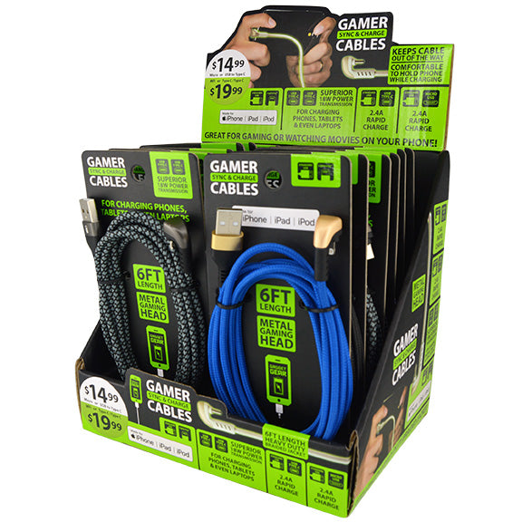 ITEM NUMBER 088258 6FT GAMER CABLES 12 PIECES PER DISPLAY