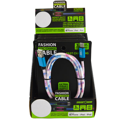ITEM NUMBER 088352 3FT COLOR FADE FASHION CABLE 6 PIECES PER DISPLAY