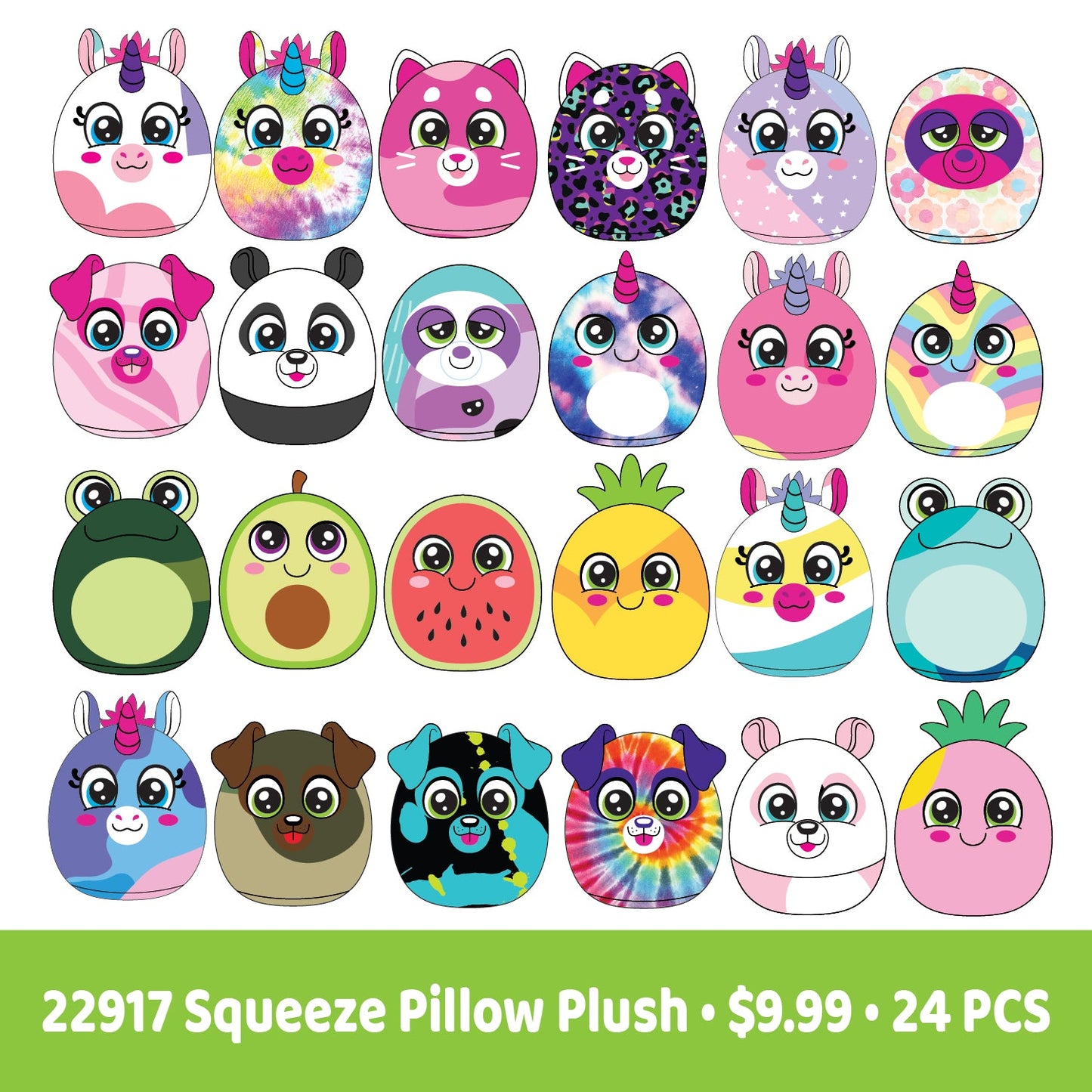 ITEM NUMBER 088375 FLUFFY STUFFY PILLOW PLUSHIE FLOOR DISPLAY 24 PIECES PER DISPLAY