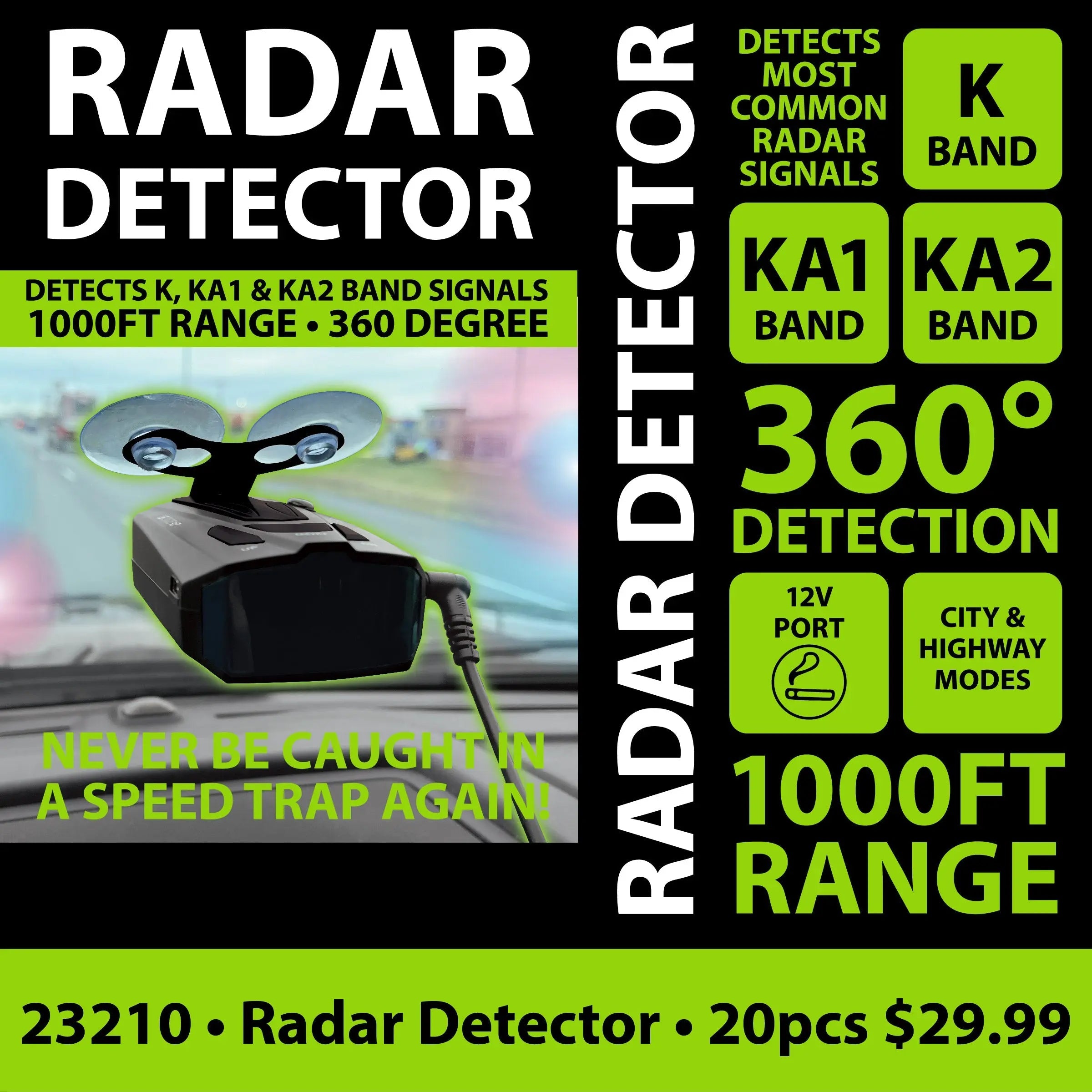 ITEM NUMBER 023210L RADAR DETECTOR FD - STORE SURPLUS NO DISPLAY 20 PIECES PER PACK STORE SURPLUS