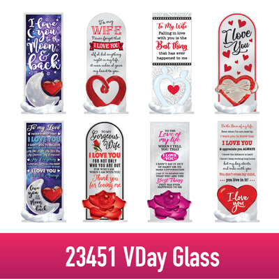 ITEM NUMBER 023451L VDAY GLASS - STORE SURPLUS NO DISPLAY 8 PIECES PER PACK