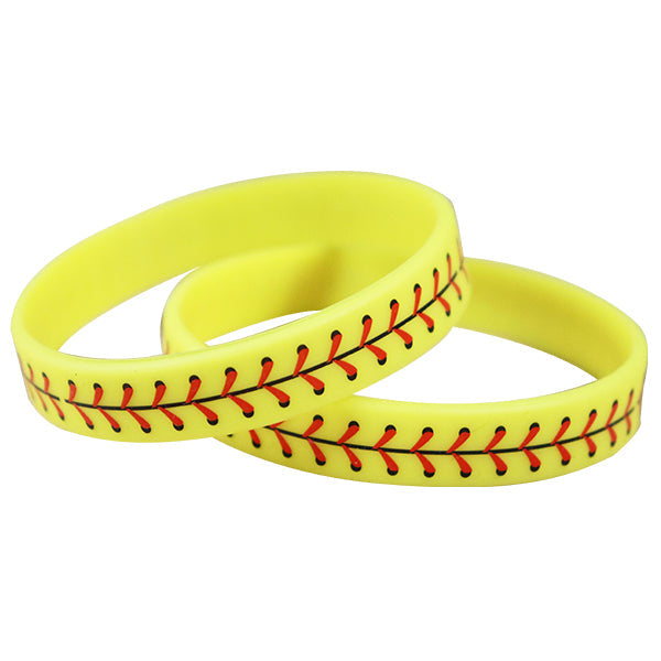 ITEM NUMBER KP3605 Softball Silicone Wristbands BG = 12 PCS