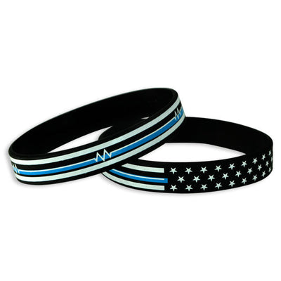 ITEM NUMBER KP3727 EMS Thin Teal Line Silicone Wristbands BG = 12 PCS