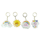 ITEM NUMBER KP3840 Glitter Rainbow Puff Keychains BG = 12 PCS