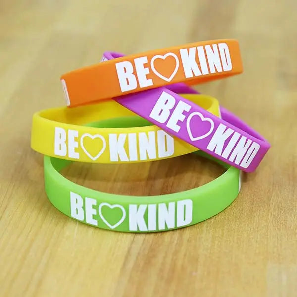 ITEM NUMBER KP4171 BE KIND SILICONE WRISTBAND  24 PIECES PER DISPLAY WHOLESALE