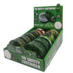 ITEM NUMBER 030032 METAL SAFETY CONTAINER MIX X 12 PIECES PER DISPLAY WHOLESALE
