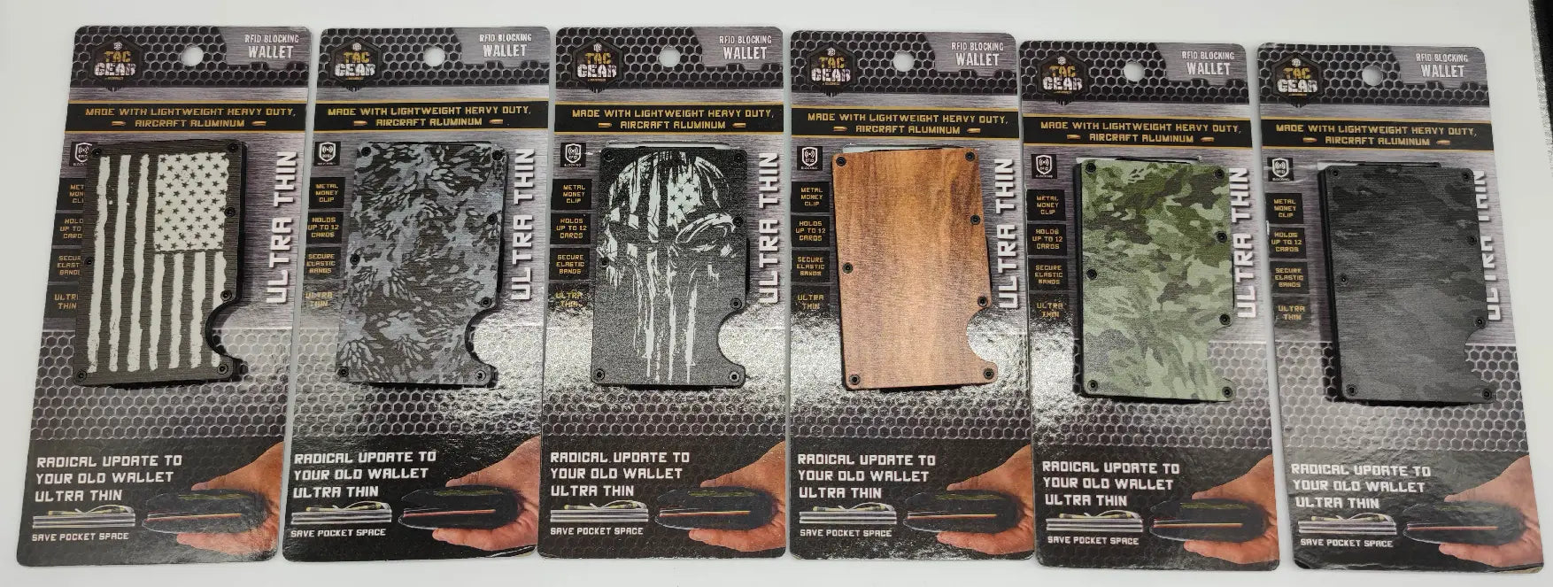 ITEM NUMBER 023147 TACGEAR METAL WALLET 6 PIECES PER DISPLAY WHOLESALE